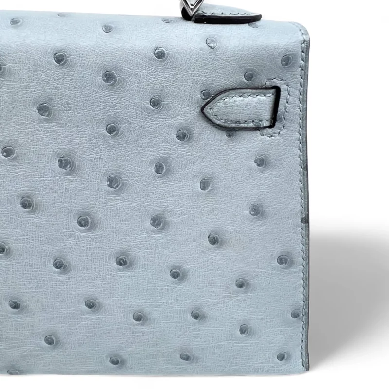 Mini Kelly Autruche Bleu – Image 5