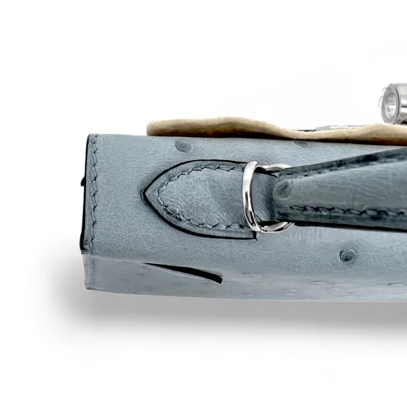 Mini Kelly Autruche Bleu – Image 7