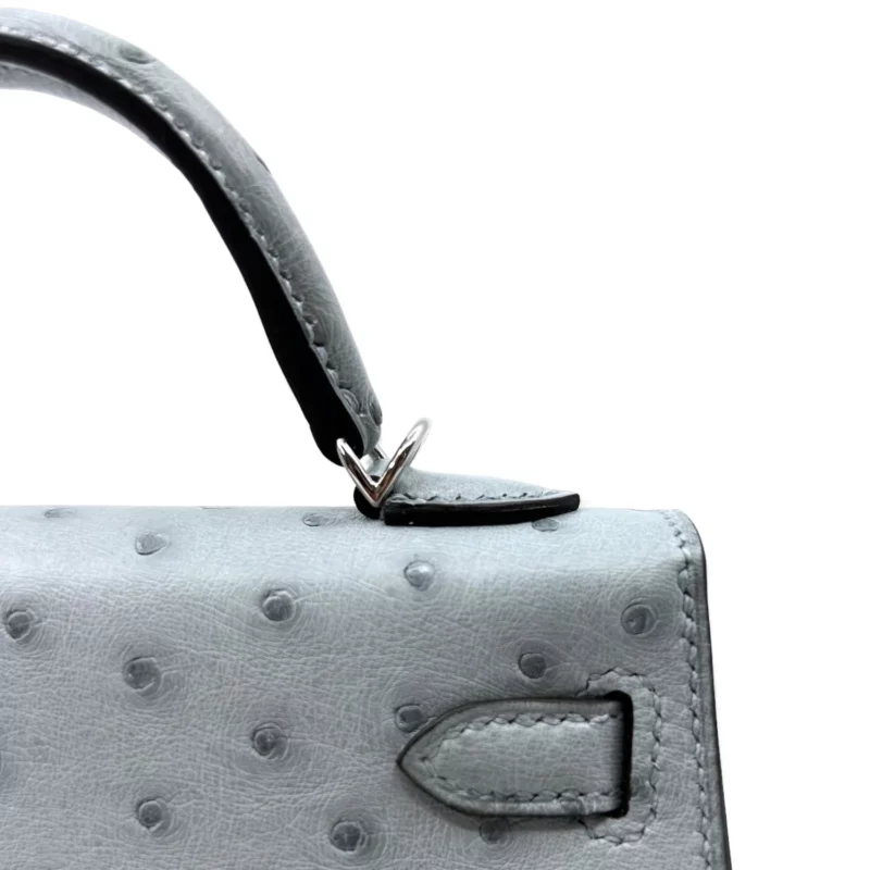 Mini Kelly Autruche Bleu – Image 4