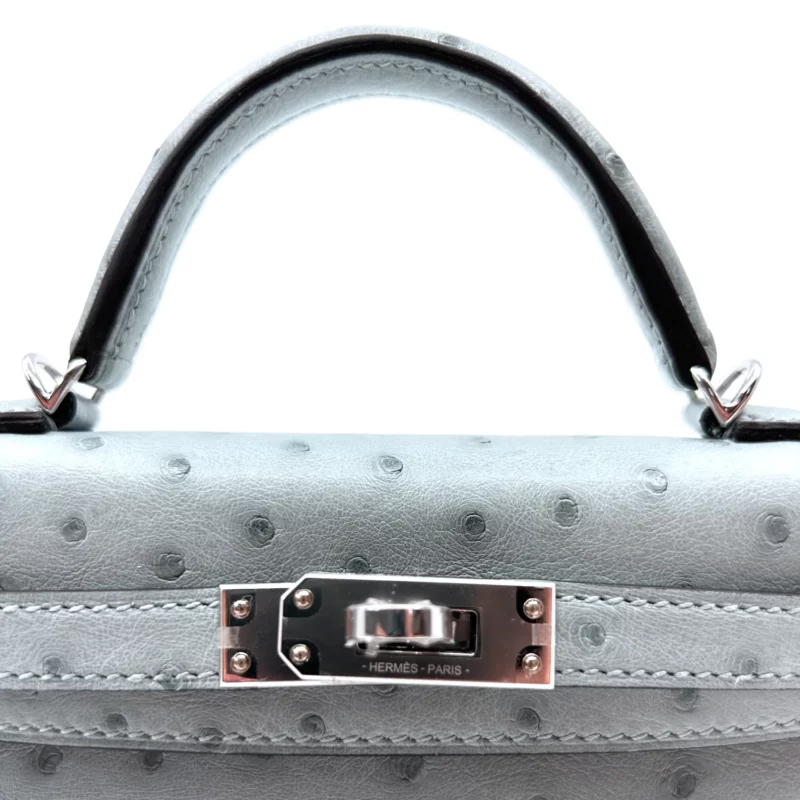 Mini Kelly Autruche Bleu – Image 2