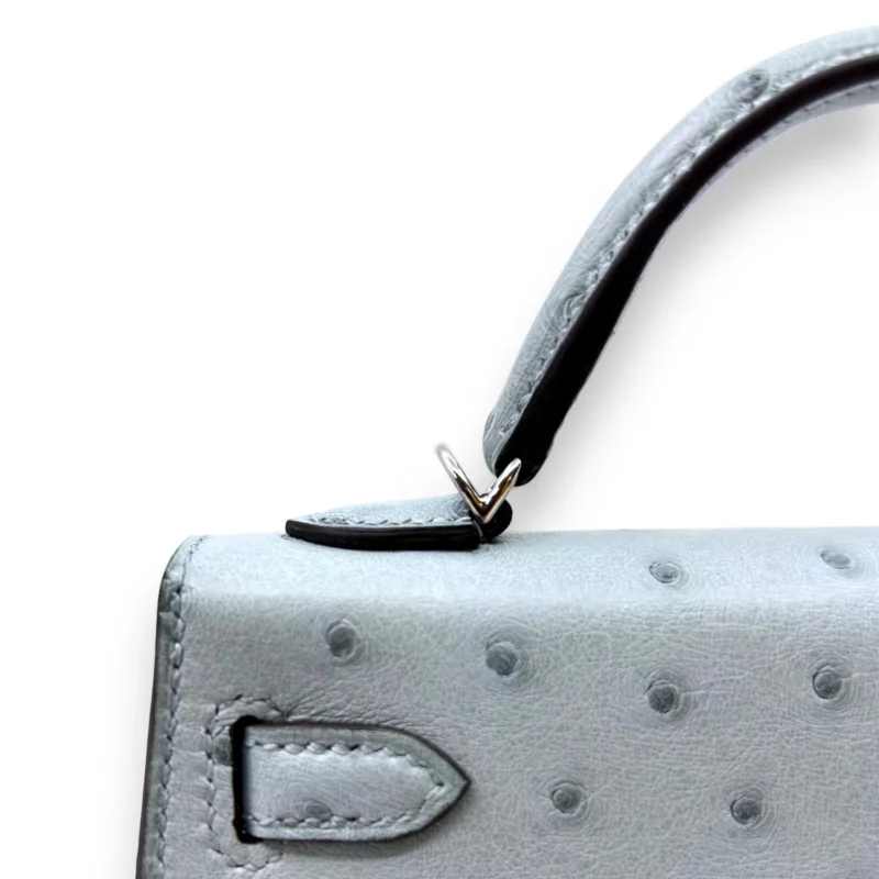 Mini Kelly Autruche Bleu – Image 3