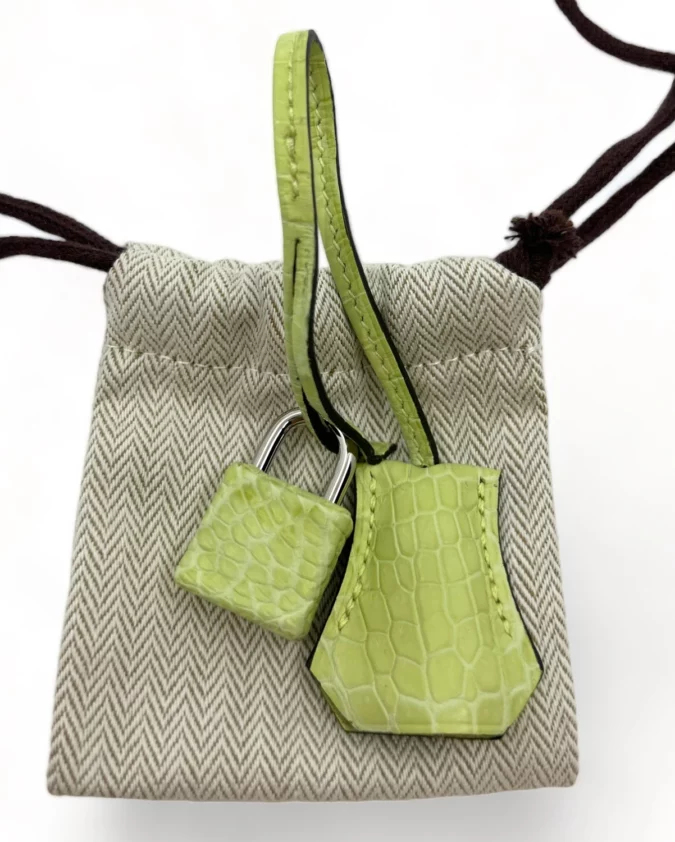 Birkin 25 Crocodile Porosus Jaune Bourgeon PHW – Image 7