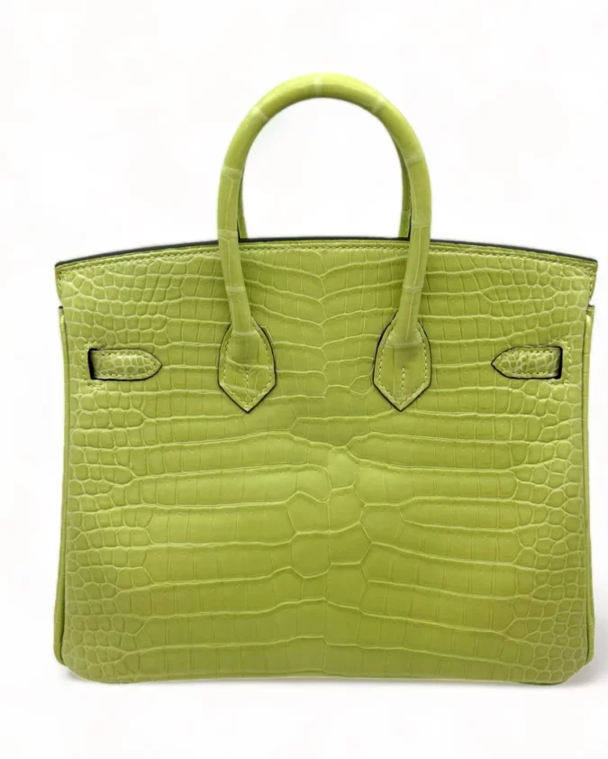 Birkin 25 Crocodile Porosus Jaune Bourgeon PHW – Image 2