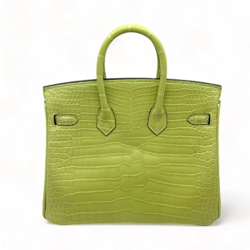 Birkin 25 Crocodile Porosus Jaune Bourgeon PHW – Image 2