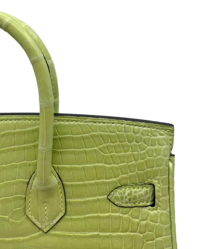 Birkin 25 Crocodile Porosus Jaune Bourgeon PHW – Image 5