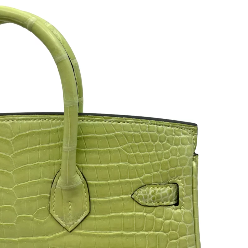 Birkin 25 Crocodile Porosus Jaune Bourgeon PHW – Image 5