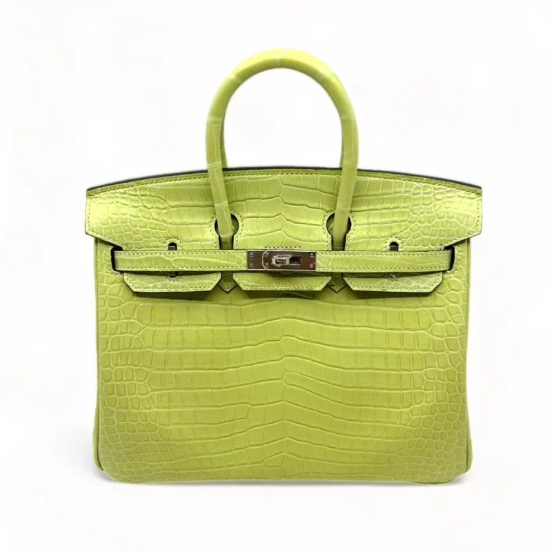 Birkin 25 Crocodile Porosus Jaune Bourgeon PHW