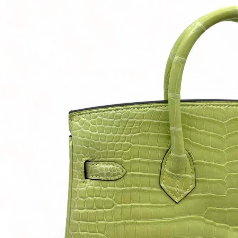 Birkin 25 Crocodile Porosus Jaune Bourgeon PHW – Image 4