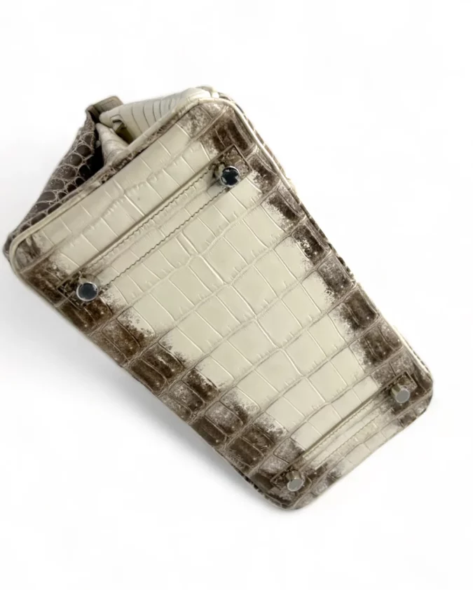 Birkin 25 Niloticus Crocodile Himalaya Blanc – Image 4