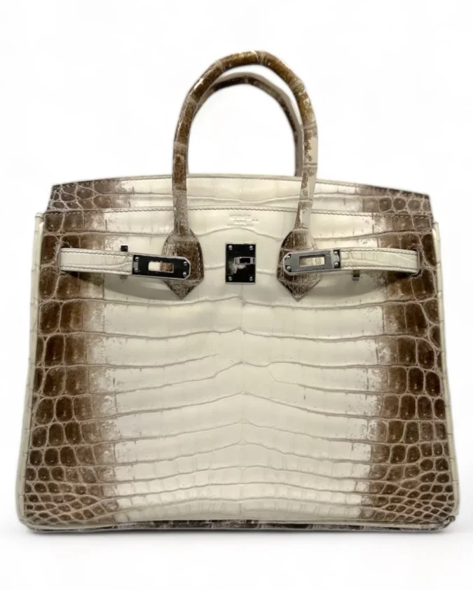 Birkin 25 Niloticus Crocodile Himalaya Blanc
