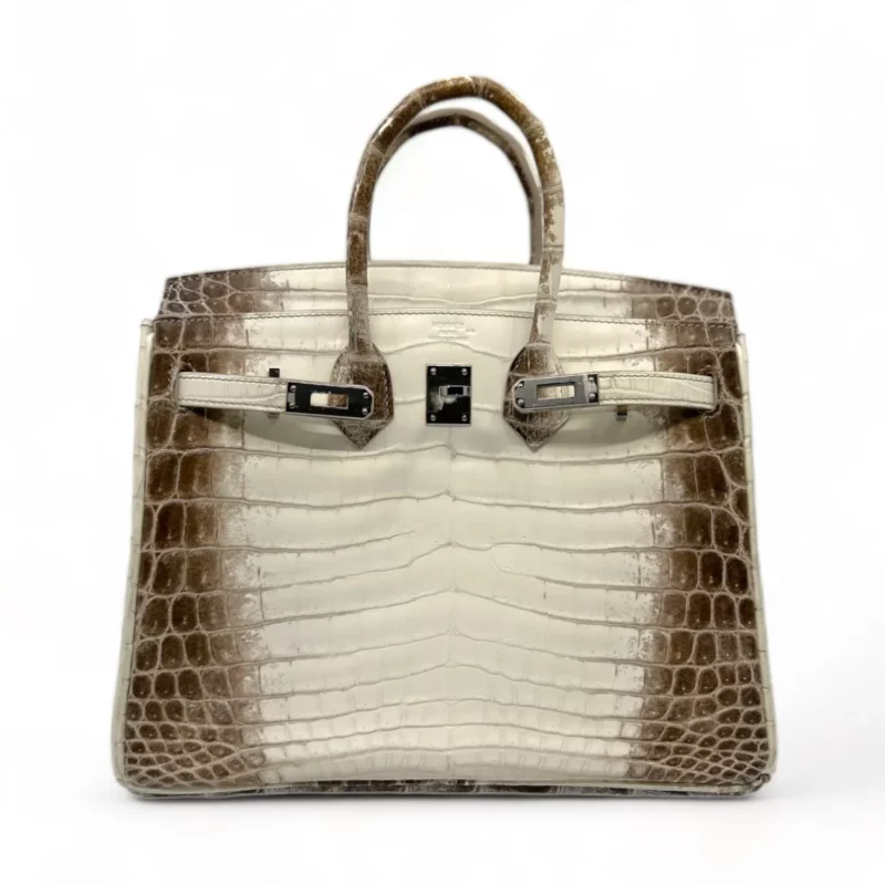 Birkin 25 Niloticus Crocodile Himalaya Blanc