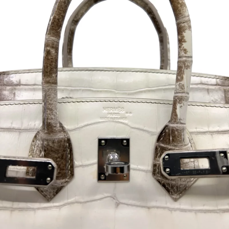 Birkin 25 Niloticus Crocodile Himalaya Blanc – Image 9