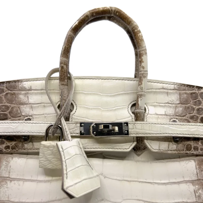 Birkin 25 Niloticus Crocodile Himalaya Blanc – Image 8