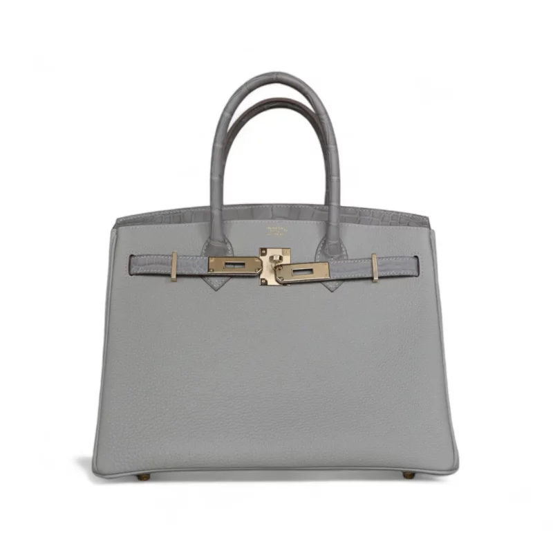 Birkin 30 Touch Alligator & Togo Gris Perle GHW – Image 3