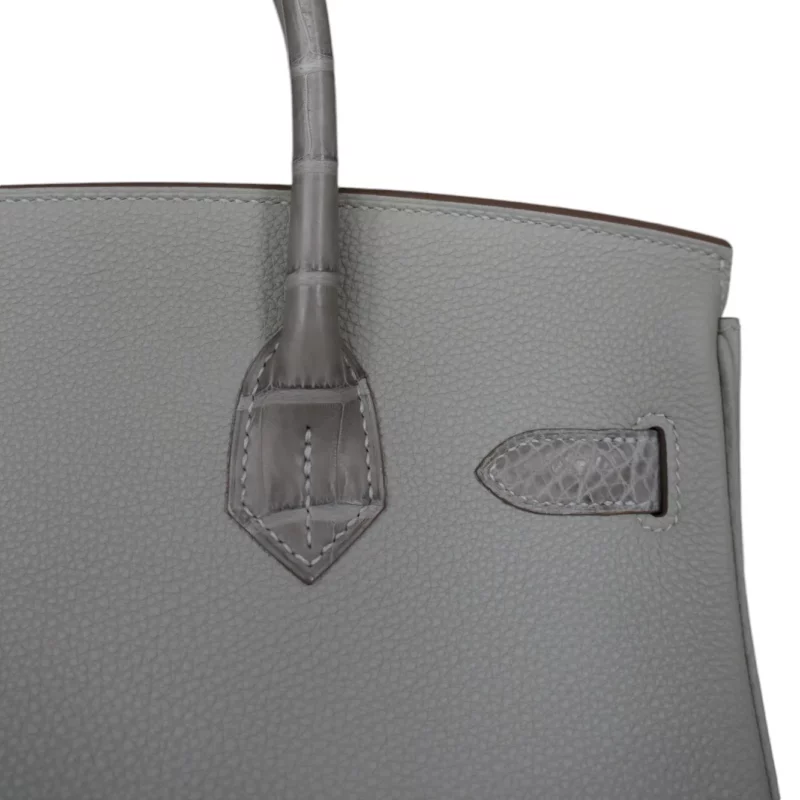 Birkin 30 Touch Alligator & Togo Gris Perle GHW – Image 7