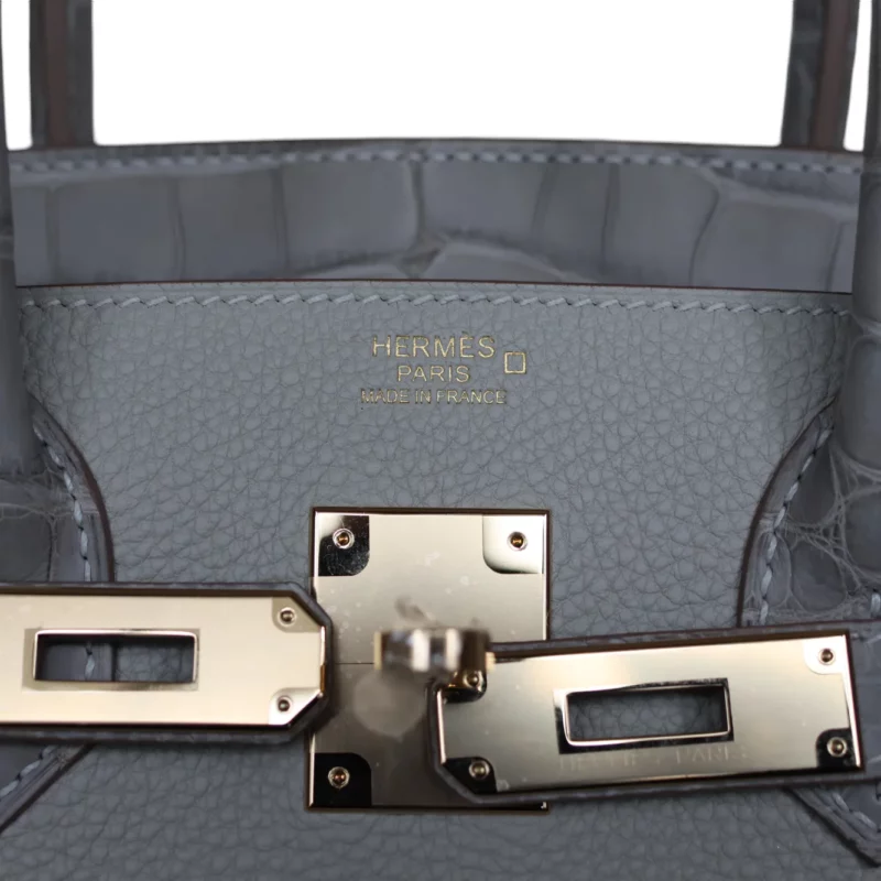 Birkin 30 Touch Alligator & Togo Gris Perle GHW – Image 9
