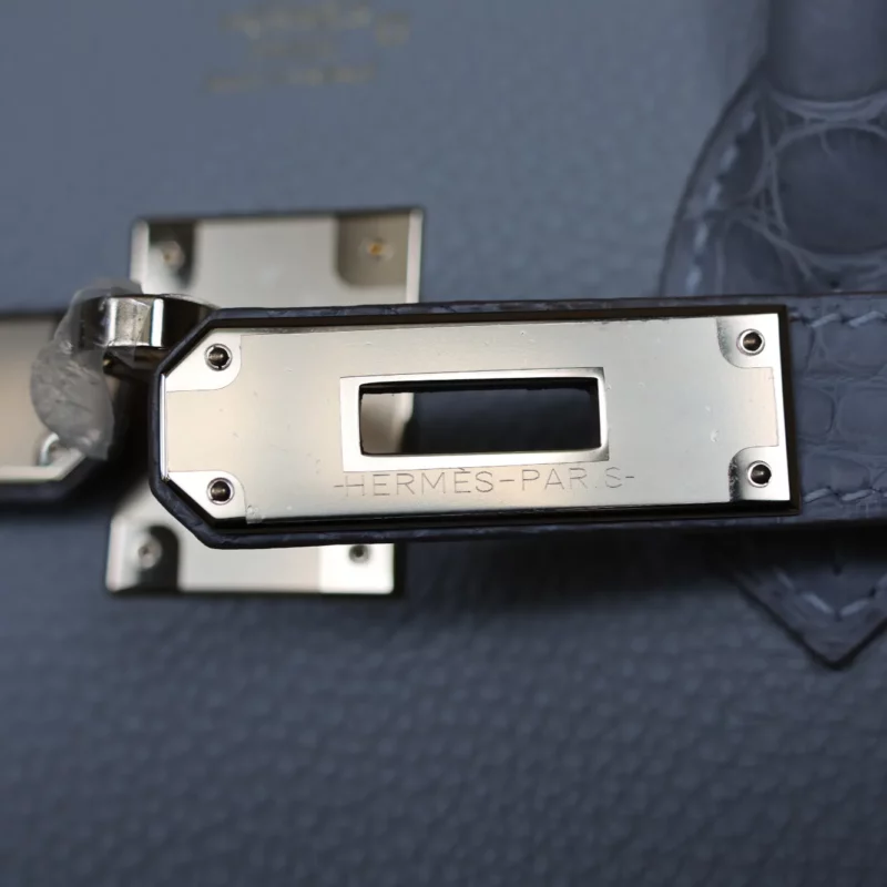 Birkin 30 Touch Alligator & Togo Gris Perle GHW – Image 10