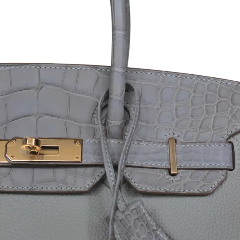 Birkin 30 Touch Alligator & Togo Gris Perle GHW – Image 8
