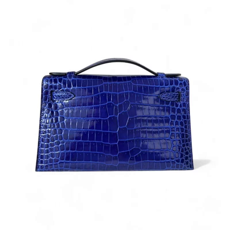 Pochette Mini Kelly Aligator Bleu Electrique PHW – Image 2