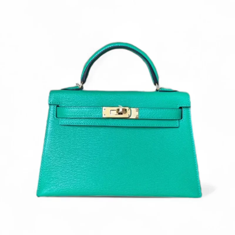 Mini Kelly HSS Verso Mint Sapphire Goat GHW