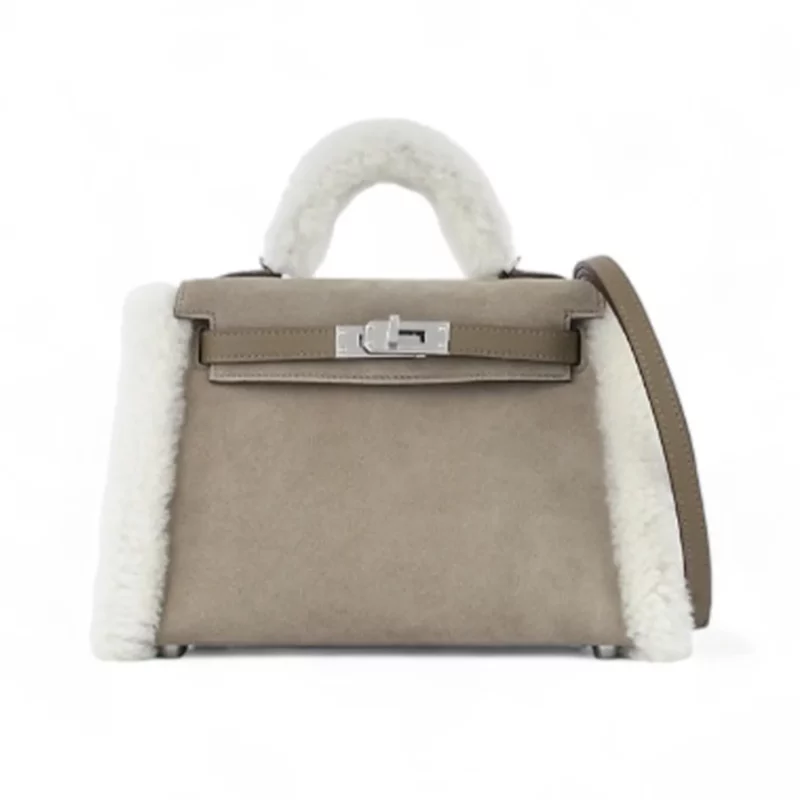 Mini Kelly Pluch Calf Grizzly Swift Sheepskin Ecru - 2024 W