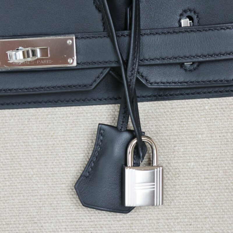 Birkin 30 Toile et Cuir Swift PHW - Image 11