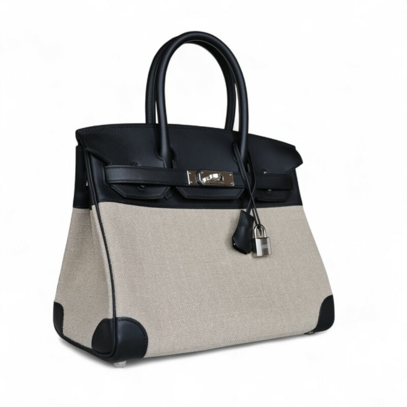 Birkin 30 Toile et Cuir Swift PHW - Image 3