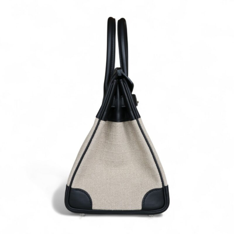 Birkin 30 Toile et Cuir Swift PHW - Image 4