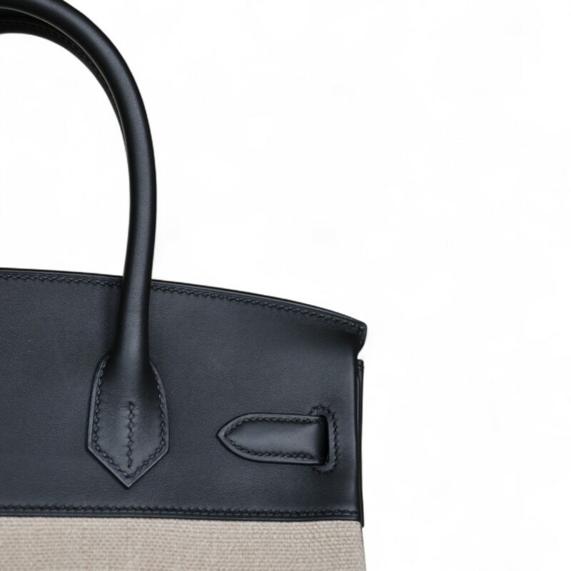 Birkin 30 Toile et Cuir Swift PHW - Image 7