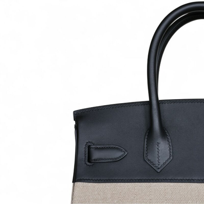 Birkin 30 Toile et Cuir Swift PHW - Image 6