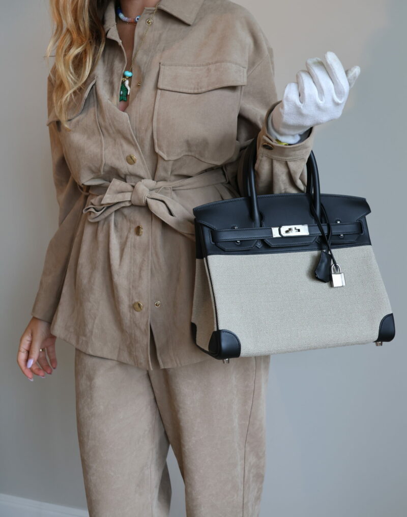 Birkin 30 Toile et Cuir Swift PHW - Image 2