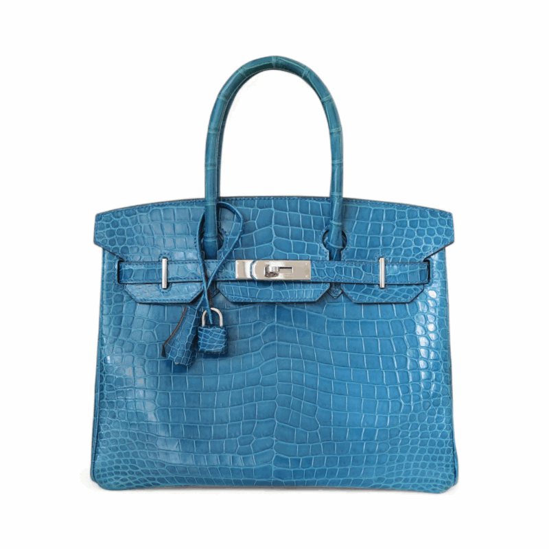 Birkin 30 Bleu Mykonos Crocodile Porosus PHW