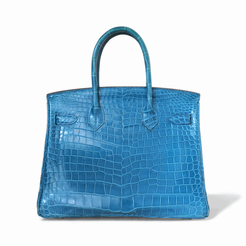 Birkin 30 Bleu Mykonos Crocodile Porosus PHW – Image 2
