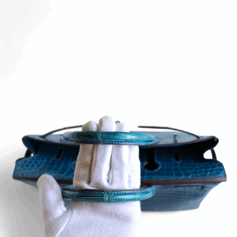 Birkin 30 Bleu Mykonos Crocodile Porosus PHW – Image 10