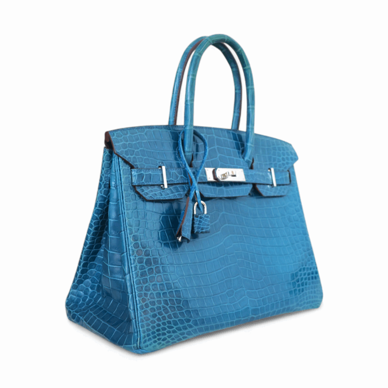 Birkin 30 Bleu Mykonos Crocodile Porosus PHW – Image 3