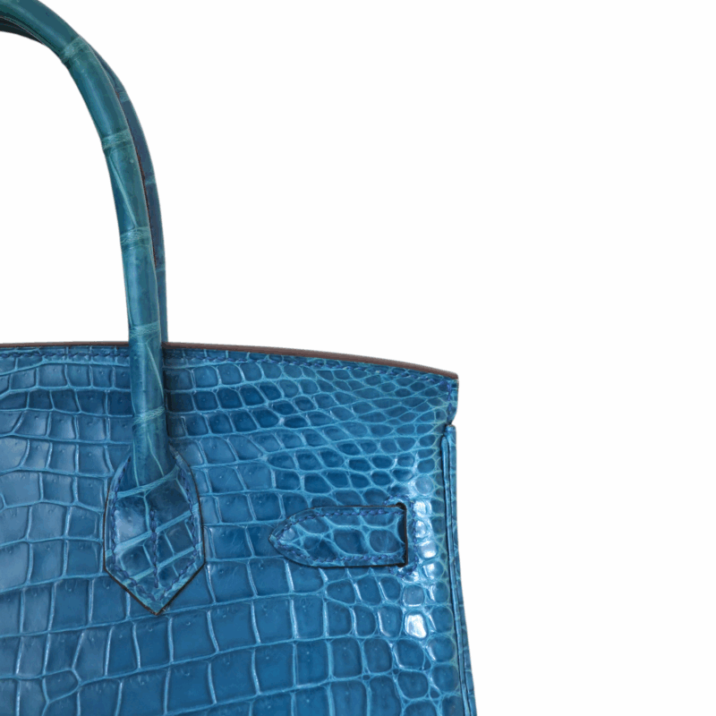 Birkin 30 Bleu Mykonos Crocodile Porosus PHW – Image 6
