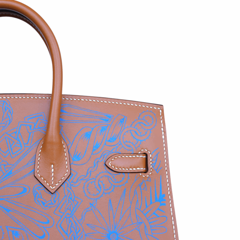 Birkin 25 Sellier "Maillons En Chaine" Natural Sable Veau Butler PHW – Image 11