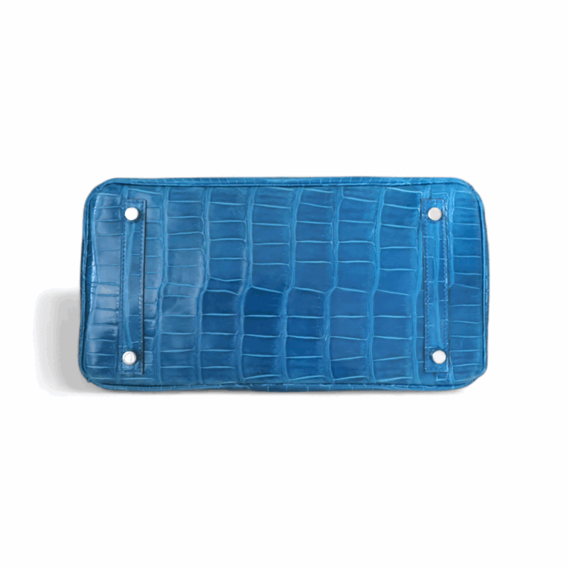 Birkin 30 Bleu Mykonos Crocodile Porosus PHW – Image 9