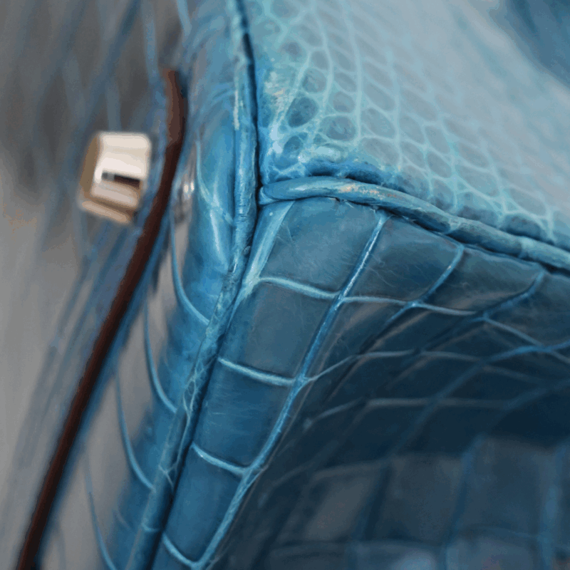 Birkin 30 Bleu Mykonos Crocodile Porosus PHW – Image 14