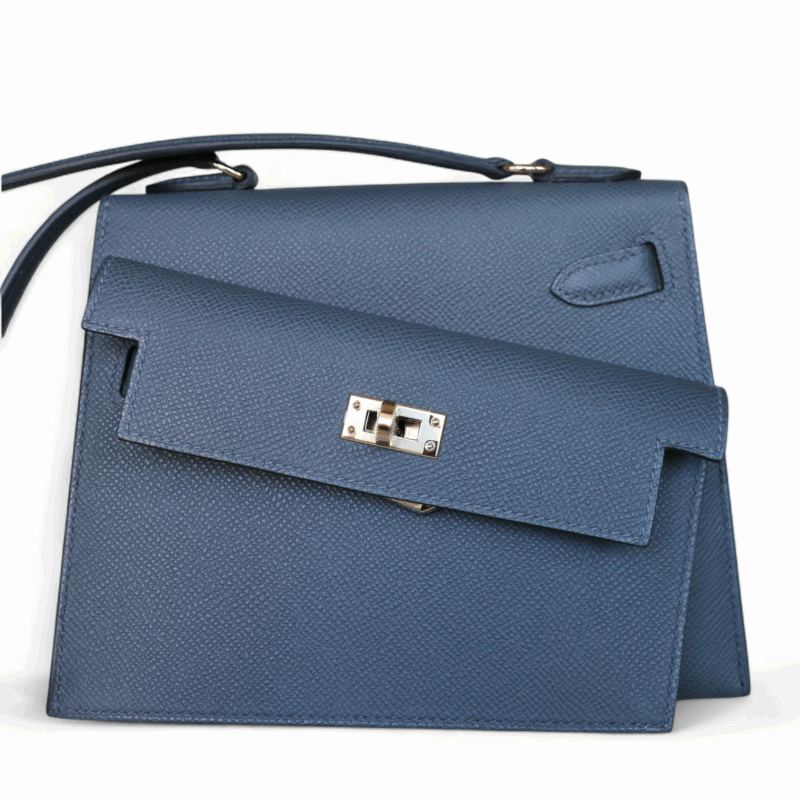 Mini Kelly Désordre Epsom Gris Misty PBHW – Image 4