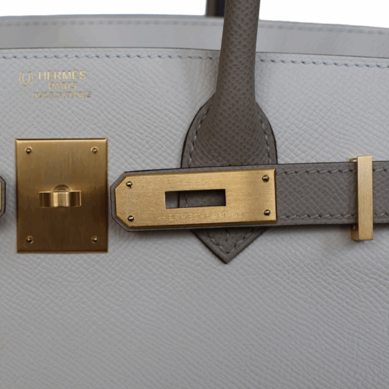 Birkin 30 HSS Epsom retourné Craie & Etain GBHW – Image 12