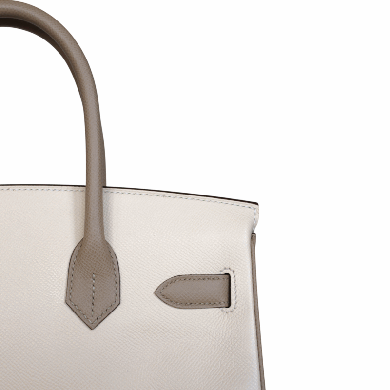 Birkin 30 HSS Epsom retourné Craie & Etain GBHW – Image 6
