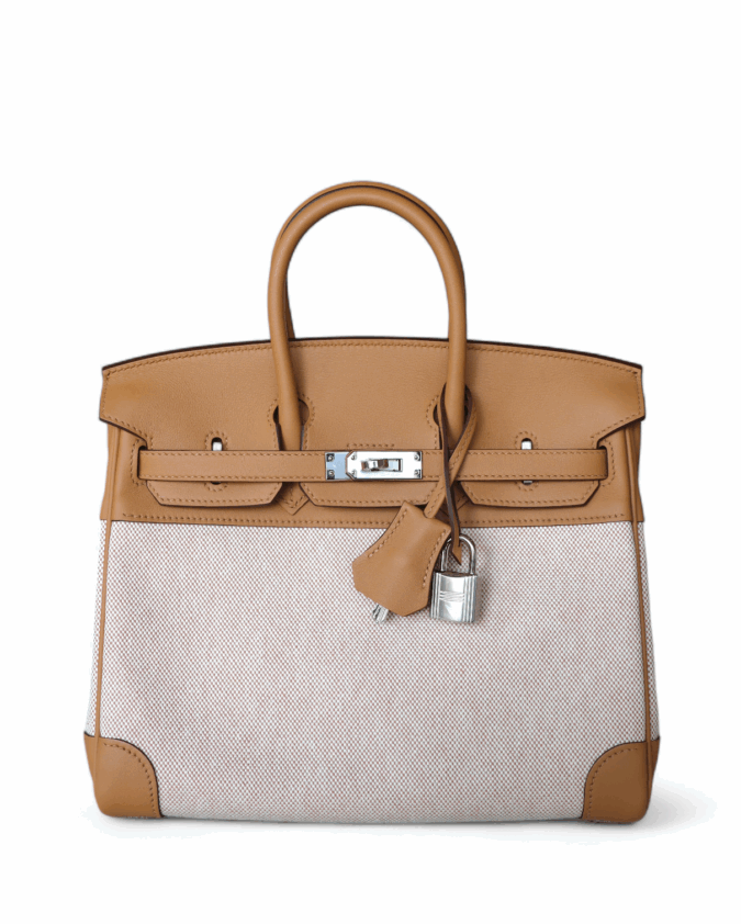 Birkin 25 Toile et Cuir Swift Biscuit PHW