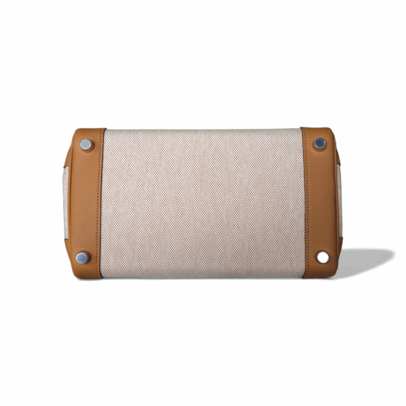 Birkin 25 Toile et Cuir Swift Biscuit PHW – Image 6