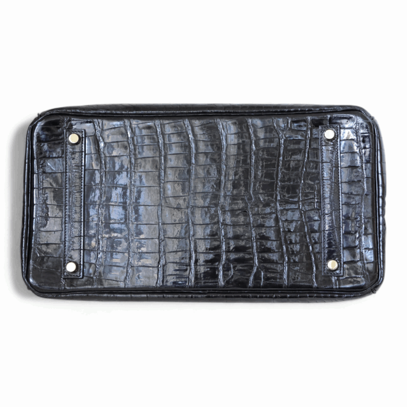 Birkin 35 Crocodile Porosus Noir PHW – Image 5